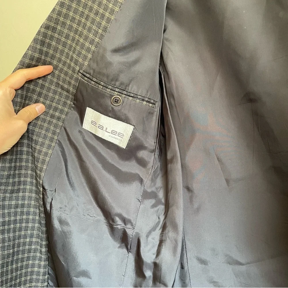 Ermenegildo Zegna plaid blazer jacket sport coat grey collared Cambridge sz 42L
